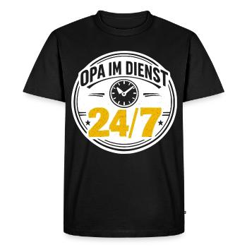 GRANDPA ON DUTY 24x7 Badge - Men's Premium Organic T-Shirt - black - Front - Nico (187cm)
