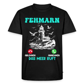 FEHMARN THE SEA IS CALLING Baltic Sea Holidays Funny - Men's Premium Organic T-Shirt - black - Front - Nico (187cm)
