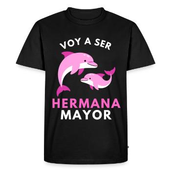 Je vais être grande sœur - T-shirt Premium bio Homme - noir - Devant - Nico (187cm)