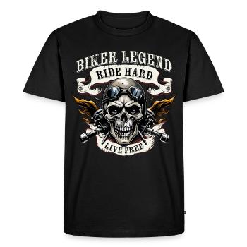 Ride Hard - Live Free - Men's Premium Organic T-Shirt - black - Front - Nico (187cm)