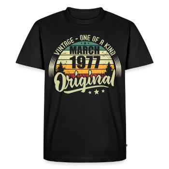 Légende Vivante Depuis Mars 1977 - T-shirt Premium bio Homme - noir - Devant - Nico (187cm)
