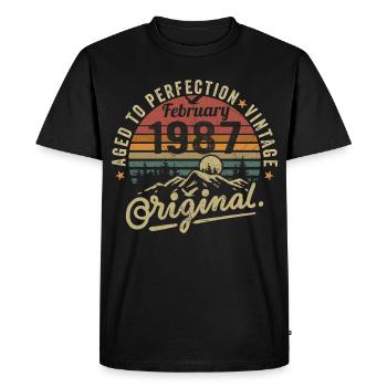 Février 1987 - T-shirt Premium bio Homme - noir - Devant - Nico (187cm)
