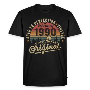Février 1990 - T-shirt Premium bio Homme - noir - Devant - Nico (187cm)