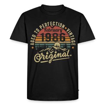 Février 1986 - T-shirt Premium bio Homme - noir - Devant - Nico (187cm)