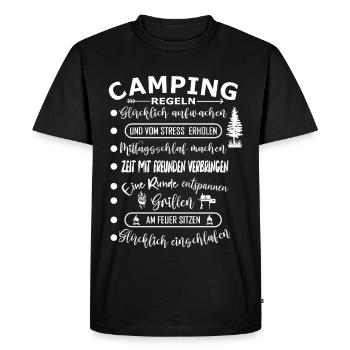 Real Camping Rules Outdoor Adventure - Men's Premium Organic T-Shirt - black - Front - Nico (187cm)