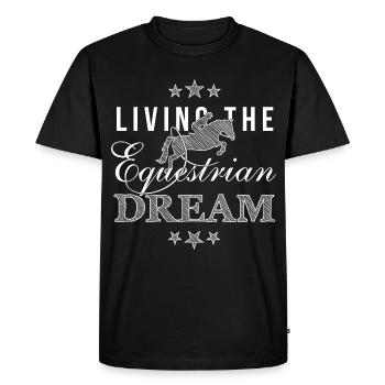 Vivre le rêve équestre - Édition saut d’obstacles - T-shirt Premium bio Homme - noir - Devant - Nico (187cm)