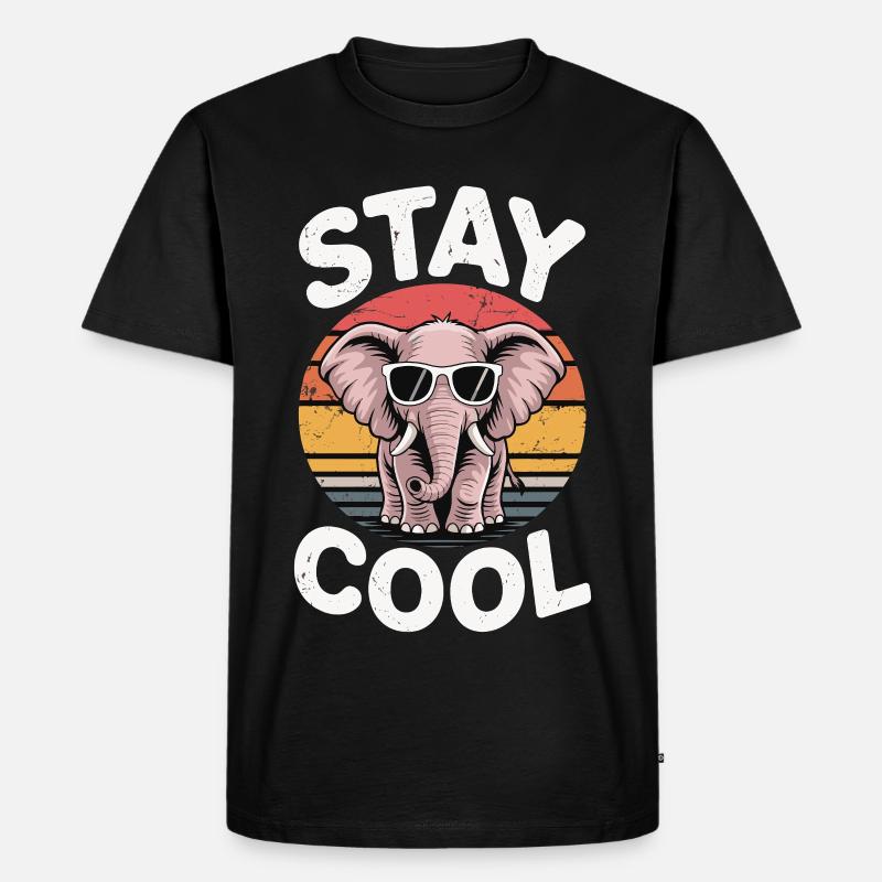 Stay Cool Elefant - Kinder Retro - Männer Premium Bio T-Shirt - Schwarz