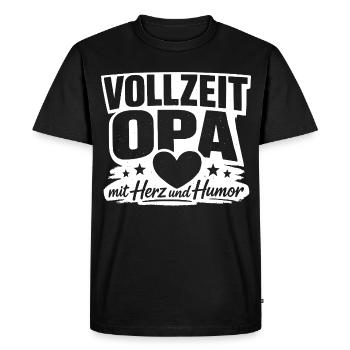 Grand-père à plein temps avec du cœur et de l’humour - T-shirt Premium bio Homme - noir - Devant - Nico (187cm)
