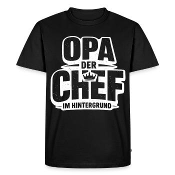 Grand-père le chef en arrière-plan - T-shirt Premium bio Homme - noir - Devant - Nico (187cm)