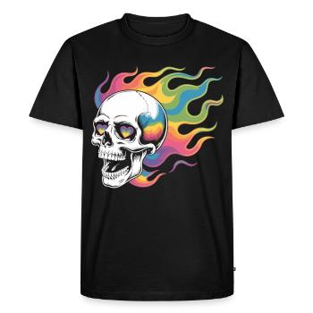 Skull Rainbow T-Shirt - Men's Premium Organic T-Shirt - black - Front - Nico (187cm)