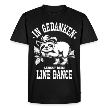 Sloth Line Dance Thoughts - Men's Premium Organic T-Shirt - black - Front - Nico (187cm)