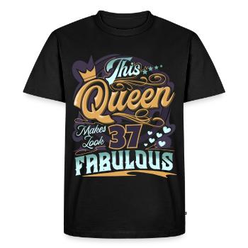 37th Birthday Queen - Men's Premium Organic T-Shirt - black - Front - Nico (187cm)
