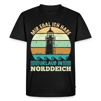 NORDSEE JE M’EN FICHE PRENDS DES VACANCES À NORDDEICH Drôle - T-shirt Premium bio Homme - noir - Devant - Nico (187cm)