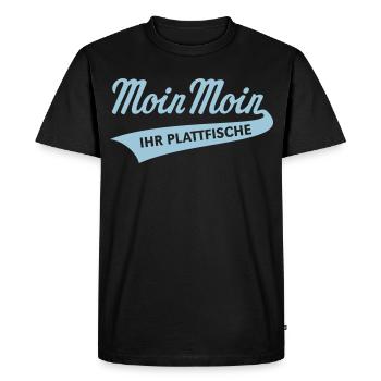 Moin Moin – Ihr Plattfische (Bleu ciel bas-allemand) - T-shirt Premium bio Homme - noir - Devant - Nico (187cm)