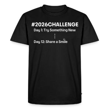 Défi 2026 – Motivation & Nouveau Départ - T-shirt Premium bio Homme - noir - Devant - Nico (187cm)