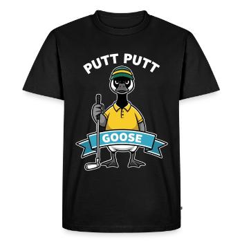 Oie drôle de golf - T-shirt Premium bio Homme - noir - Devant - Nico (187cm)
