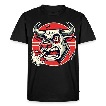 Angry Bull Retro Logo - Men's Premium Organic T-Shirt - black - Front - Nico (187cm)