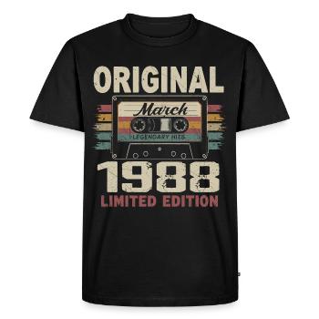 Mars 1988 Vintage mars 1988 - T-shirt Premium bio Homme - noir - Devant - Nico (187cm)