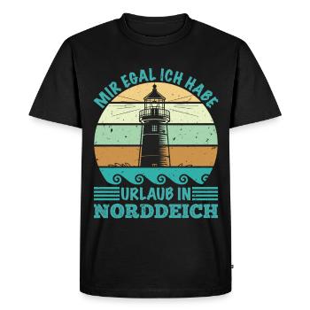 NORDSEE JE M’EN FICHE PRENDS DES VACANCES À NORDDEICH Drôle - T-shirt Premium bio Homme - noir - Devant - Nico (187cm)