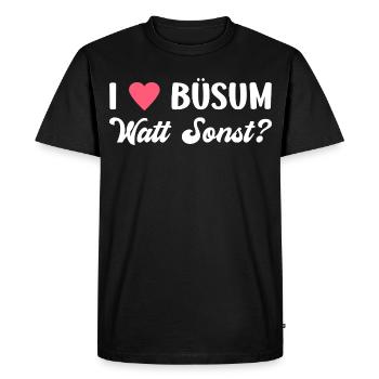 BÜSUM WATT SINON ? Vacances en mer du Nord : plaisir - T-shirt Premium bio Homme - noir - Devant - Nico (187cm)