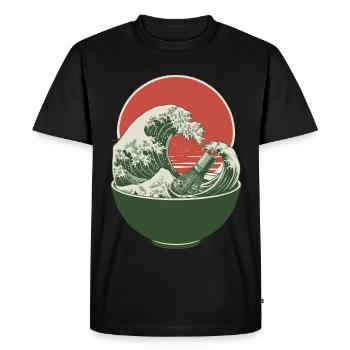 Matcha Tea Wave Green Matcha Bowl Japanese Sun - Men's Premium Organic T-Shirt - black - Front - Nico (187cm)