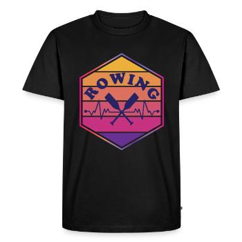 Rowing Heartbeat Vintage - Men's Premium Organic T-Shirt - black - Front - Nico (187cm)