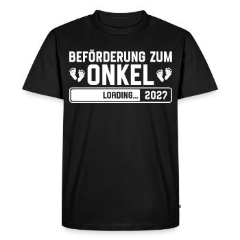 Promotion to Uncle 2027 loading - Men's Premium Organic T-Shirt - black - Front - Nico (187cm)