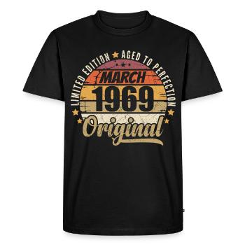 57. Anniversaire 57 Années Série Limitée Mars 1969 - T-shirt Premium bio Homme - noir - Devant - Nico (187cm)