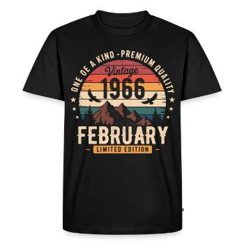 Février 1966 Anniversaire Vintage Février 1966 - T-shirt Premium bio Homme - noir - Devant - Nico (187cm)