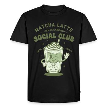 Club social Matcha Latte Rejoignez notre cérémonie Green - T-shirt Premium bio Homme - noir - Devant - Nico (187cm)