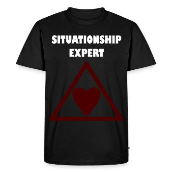 Relationship expert in the triangle - Men's Premium Organic T-Shirt - black - Front - Nico (187cm)