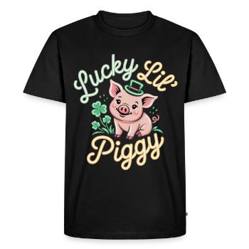 T-shirt Petit Cochon Chanceux – Saint-Patrick - T-shirt Premium bio Homme - noir - Devant - Nico (187cm)
