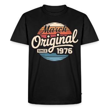 Légendaire depuis mars 1976 - T-shirt Premium bio Homme - noir - Devant - Nico (187cm)