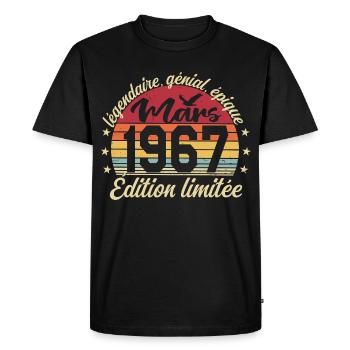 Mars 1967 59 ans Cadeau Anniversaire Mars 1967 - T-shirt Premium bio Homme - noir - Devant - Nico (187cm)