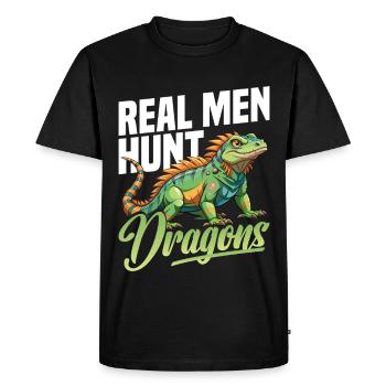 Technicien en enlèvement d’iguanes, équipement de chasse aux lézards - T-shirt Premium bio Homme - noir - Devant - Nico (187cm)