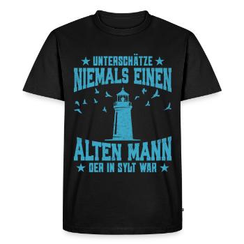 NEVER UNDERESTIMATE AN OLD MAN - Men's Premium Organic T-Shirt - black - Front - Nico (187cm)