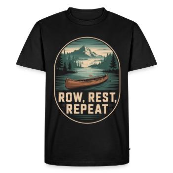 T-shirt des montagnes du lac à pagayer – Repos à la rame répété - T-shirt Premium bio Homme - noir - Devant - Nico (187cm)