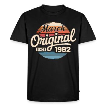Légendaire depuis mars 1982 - T-shirt Premium bio Homme - noir - Devant - Nico (187cm)