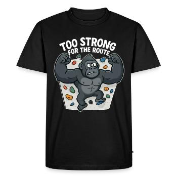 Chemise de bloc drôle – Gorille « trop fort » - T-shirt Premium bio Homme - noir - Devant - Nico (187cm)