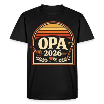 Grand-père 2026 | Grand-père en devenir - T-shirt Premium bio Homme - noir - Devant - Nico (187cm)