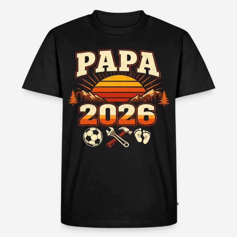 Papa 2026 Loading Geschenk Werdender Vater - Männer Premium Bio T-Shirt - Schwarz