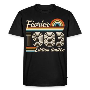 Born in February 1983 | 43rd Anniversary - Men's Premium Organic T-Shirt - black - Front - Nico (187cm)