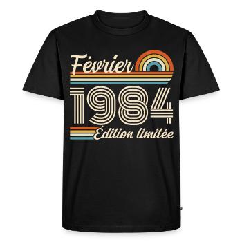 Born in February 1984 | 42nd Anniversary - Men's Premium Organic T-Shirt - black - Front - Nico (187cm)