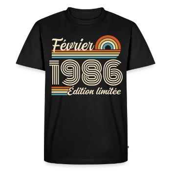 Born in February 1986 | 40th Anniversary - Men's Premium Organic T-Shirt - black - Front - Nico (187cm)