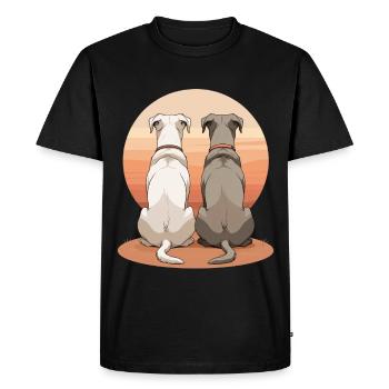 Deux chiens au coucher du soleil - T-shirt Premium bio Homme - noir - Devant - Nico (187cm)