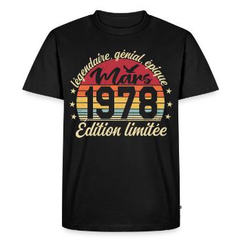 March 1978 48 Years Anniversary Gift March 1978 - Men's Premium Organic T-Shirt - black - Front - Nico (187cm)