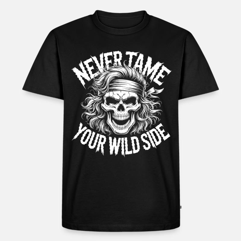 Wilde Seite Schädel-Design - Männer Premium Bio T-Shirt - Schwarz