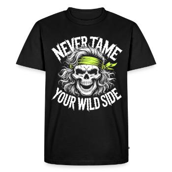 Art du bandana rebelle en crâne néon - T-shirt Premium bio Homme - noir - Devant - Nico (187cm)