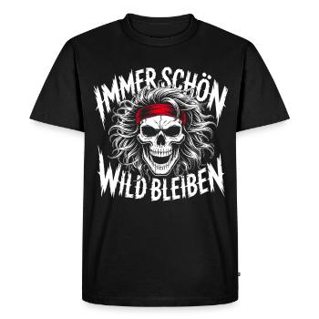 Crâne Always Stay Wild Design - T-shirt Premium bio Homme - noir - Devant - Nico (187cm)