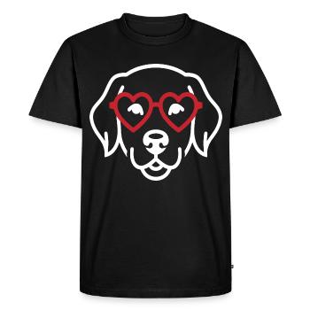 Dog with Heart Glasses Line Art Motif - Men's Premium Organic T-Shirt - black - Front - Nico (187cm)